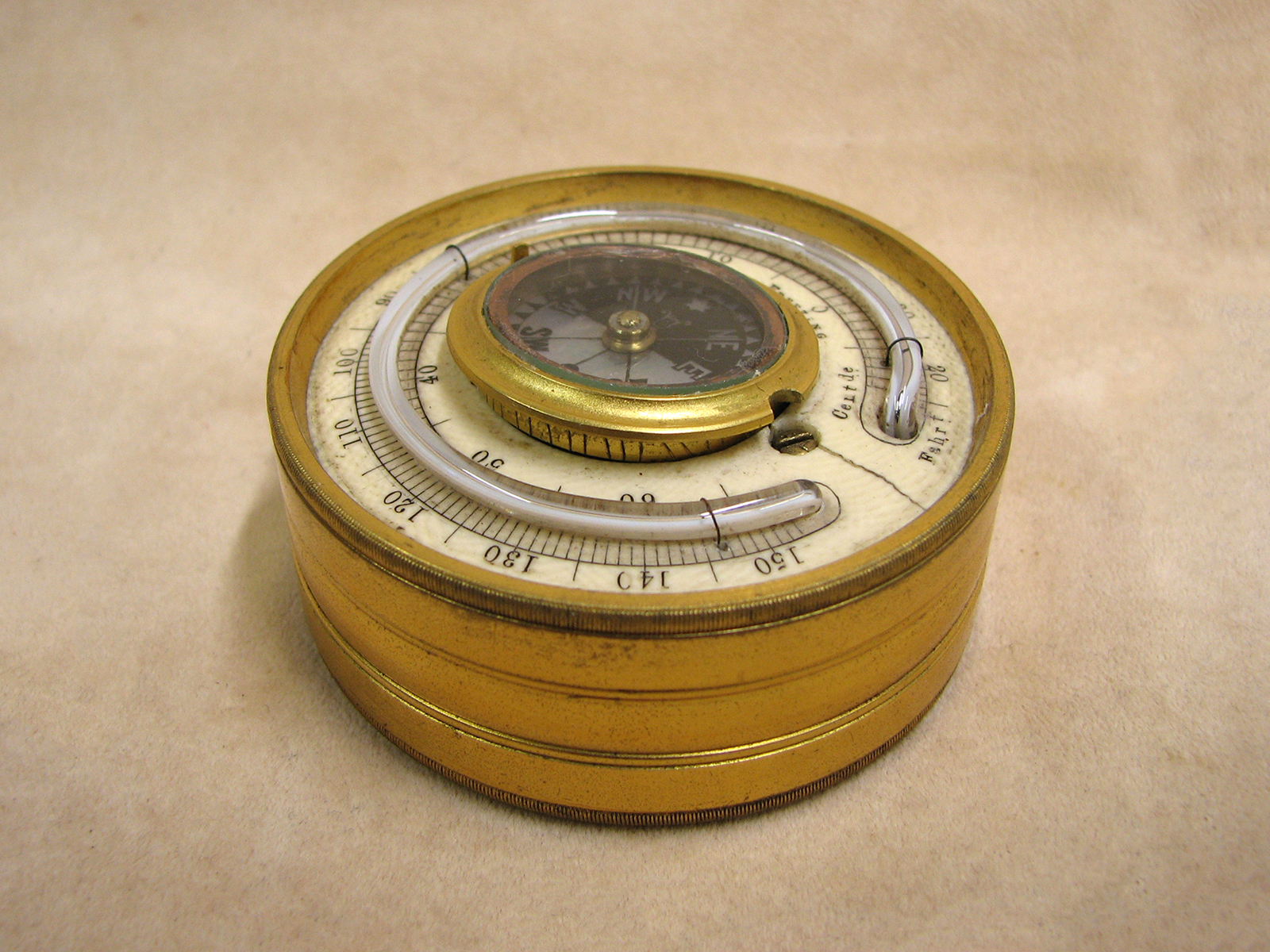 Dollond pocket barometer and thermometer compendium in twin lidded case